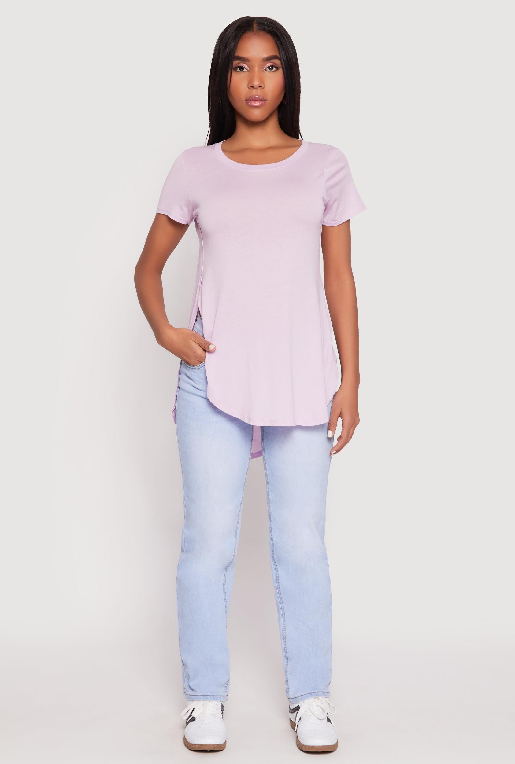 Womens Side Slit High Low Hem Tee Product Image