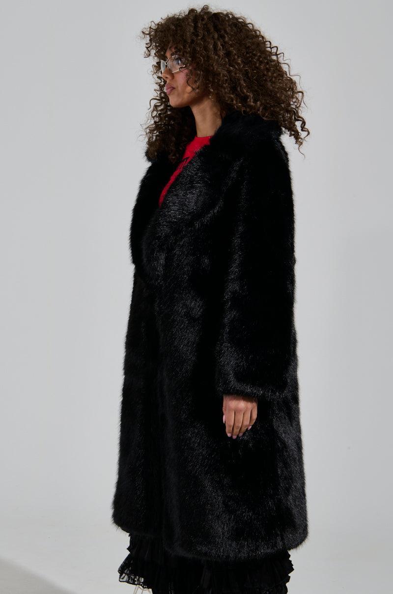 LENOX FAUX FUR TRENCH IN BLACK Product Image