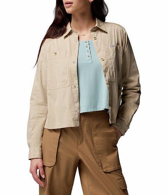 Columbia Brea Falls Woven Point Collar Long Sleeves Button Front Top Product Image