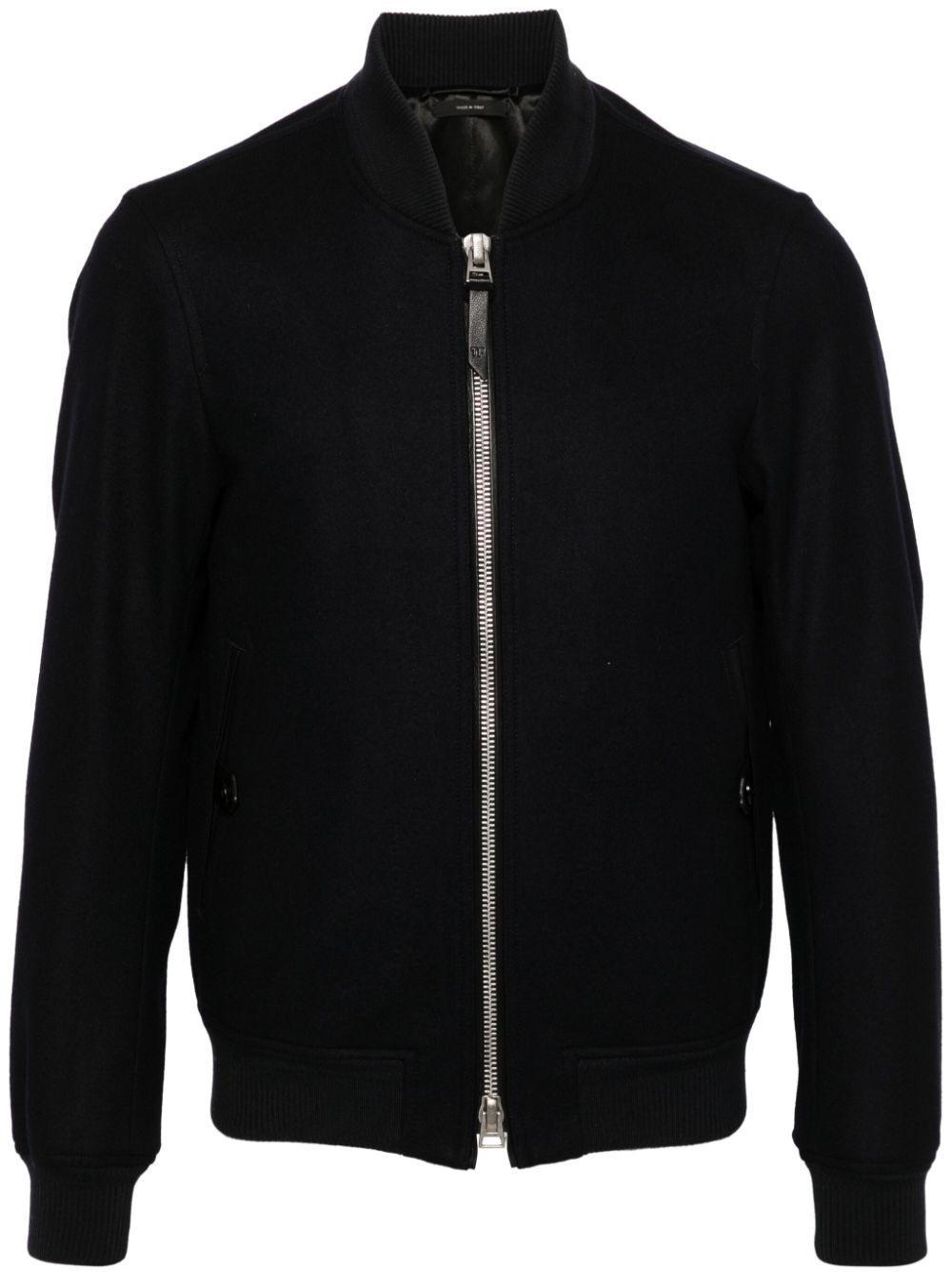 TOM FORD Light Felted Bomber Jacket In Blue Product Image