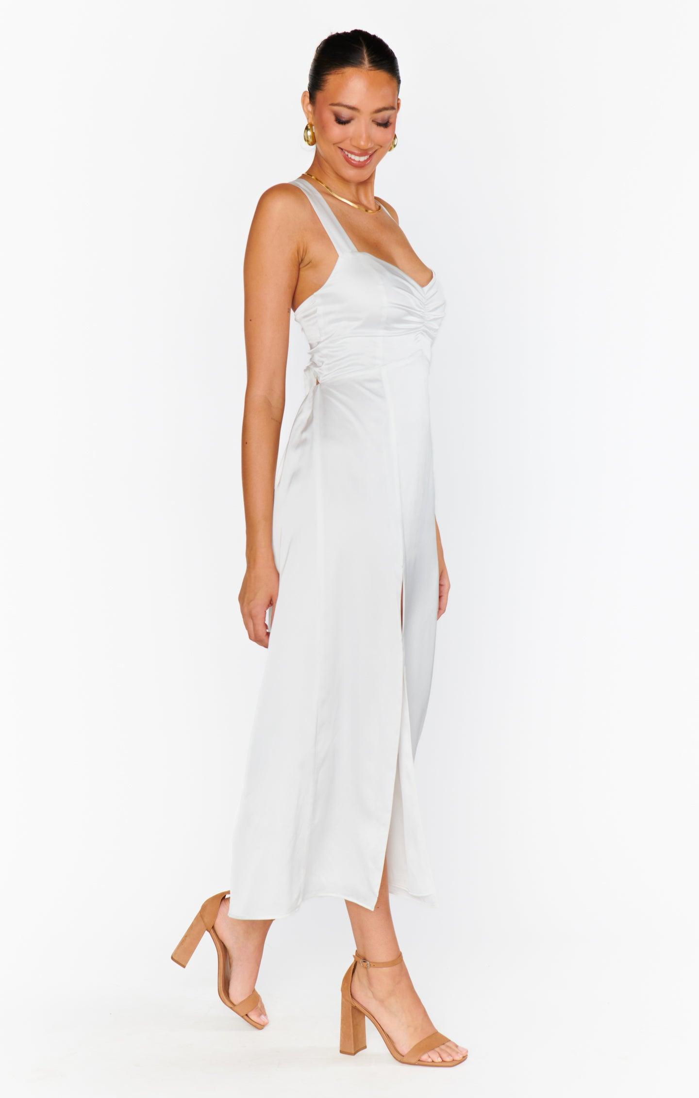 Mina Midi Dress ~ Ivory Luxe Satin Product Image