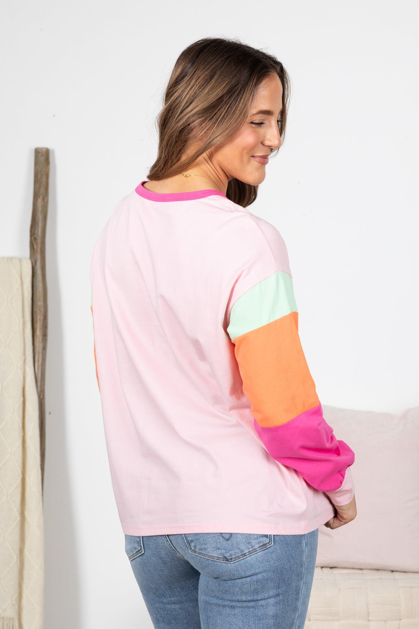 Colorblock Long Sleeve Relaxed Fit Top Product Image