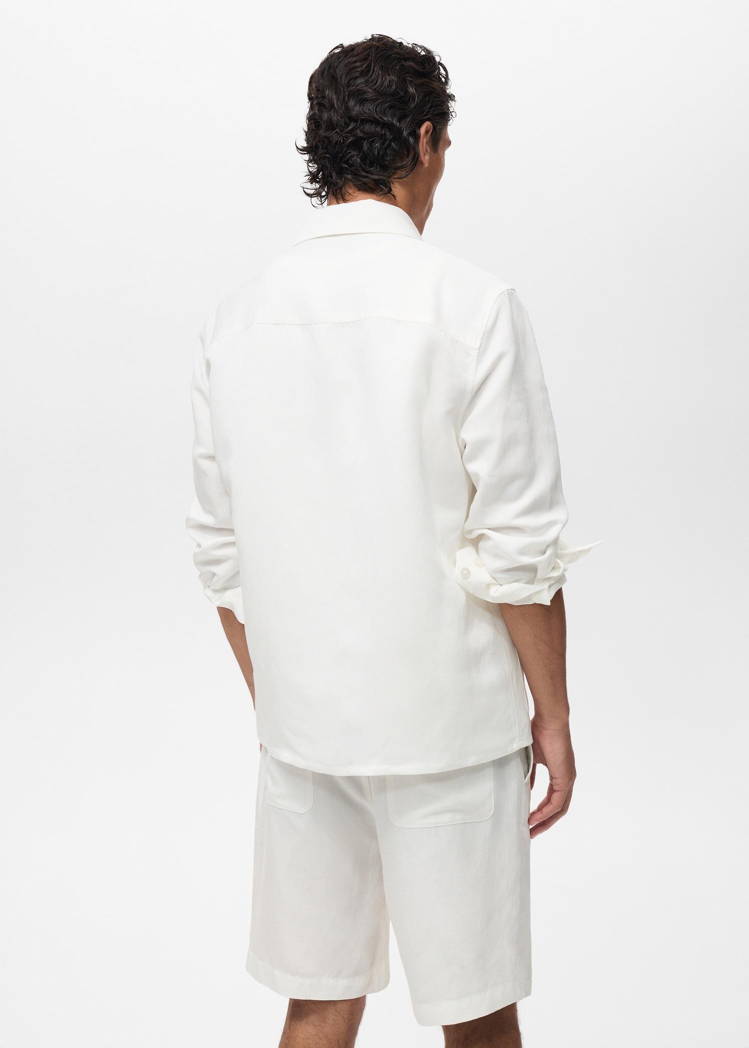 Linen-blend overshirt with pockets - Men | MANGO USA Product Image