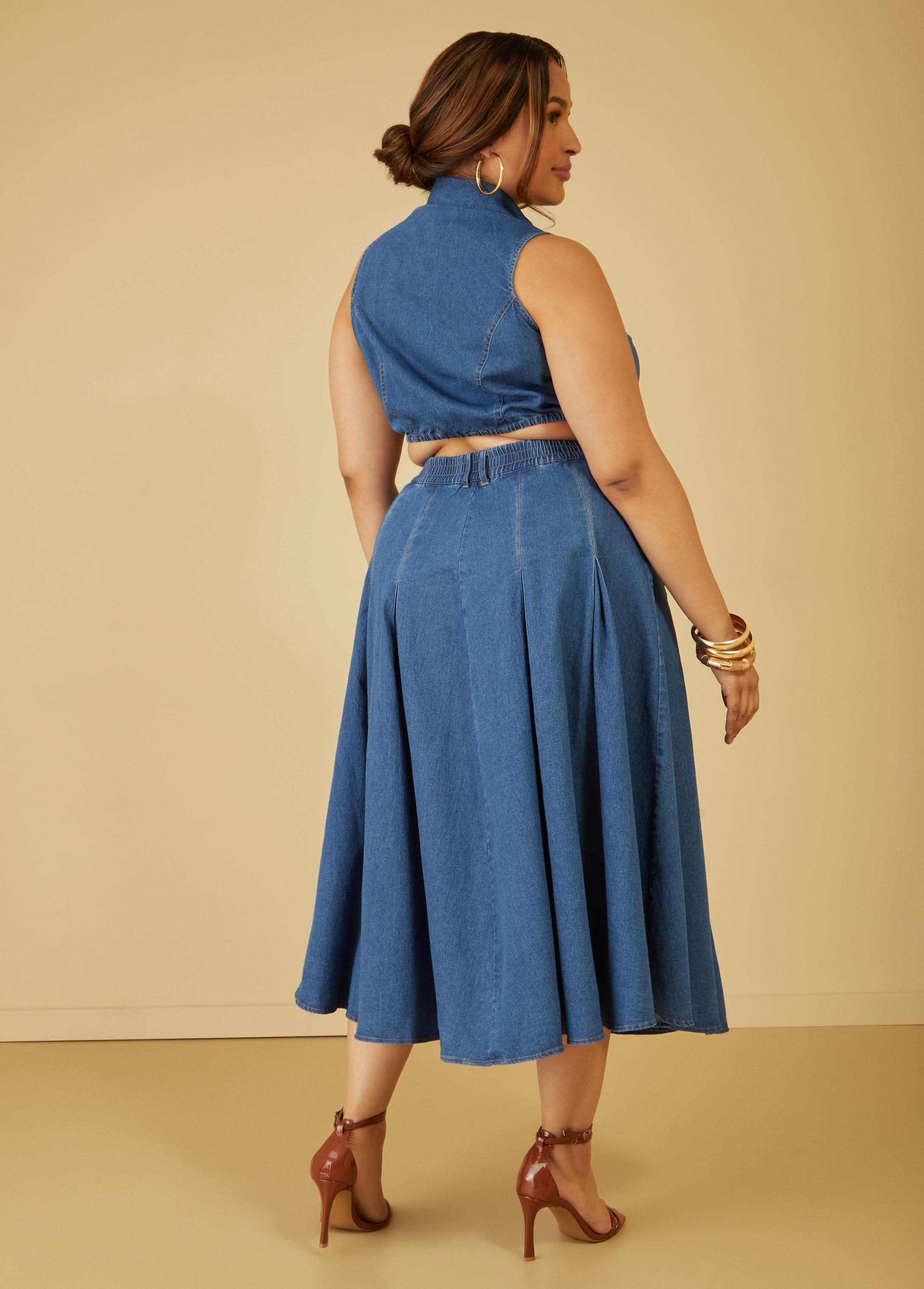 Cutout Denim Maxi Dress Product Image