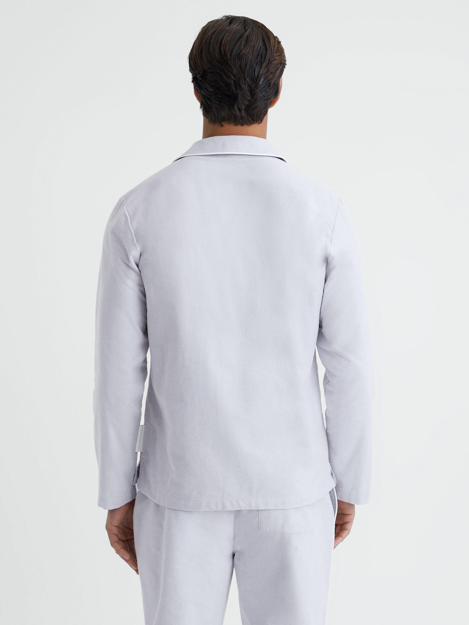 Cotton Button-Through Pyjama Shirt in Ice Grey Product Image