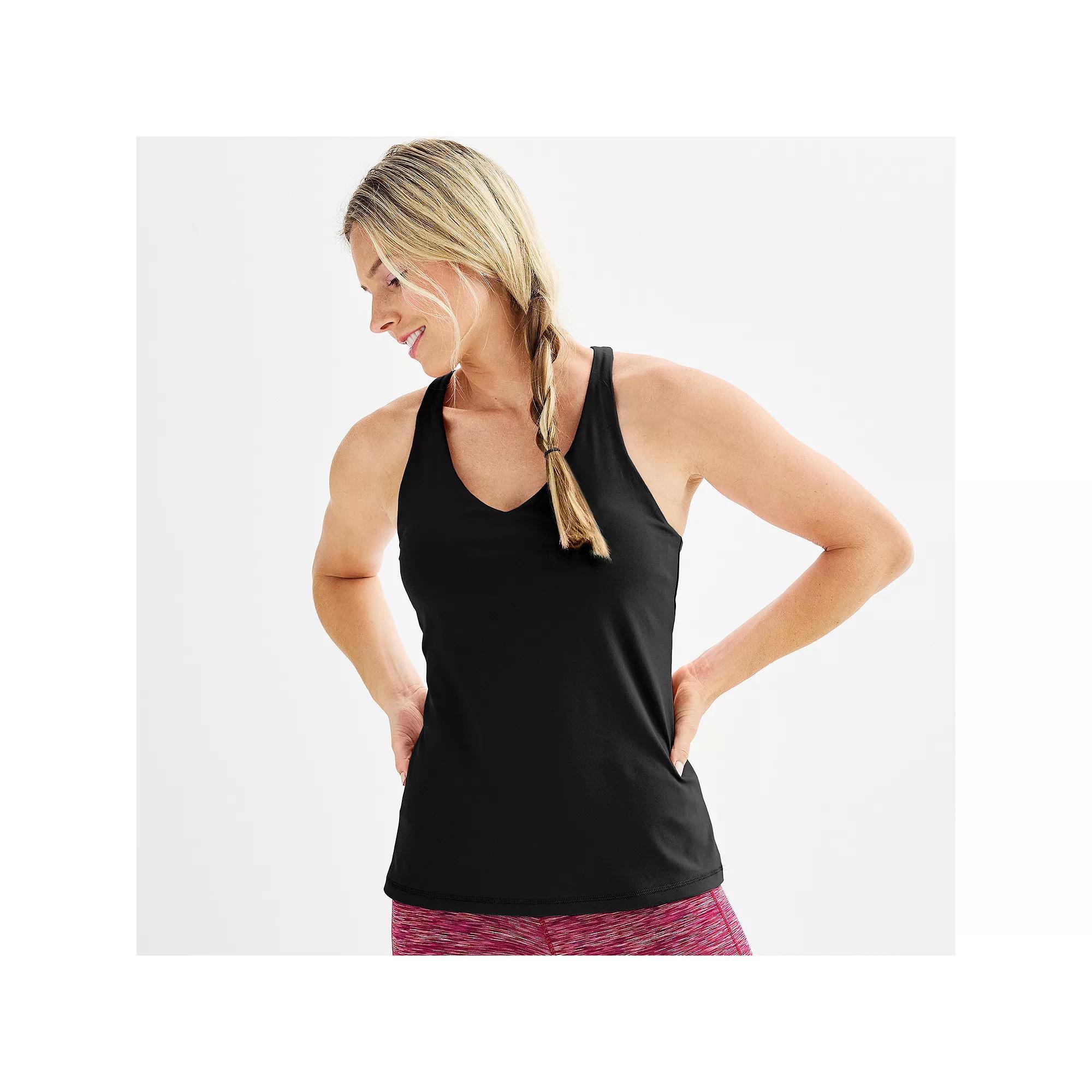 Women's Tek Gear® Ultrastretch Built-In Bra Racerback Tank Top, Size: XL, Mineral Black Product Image