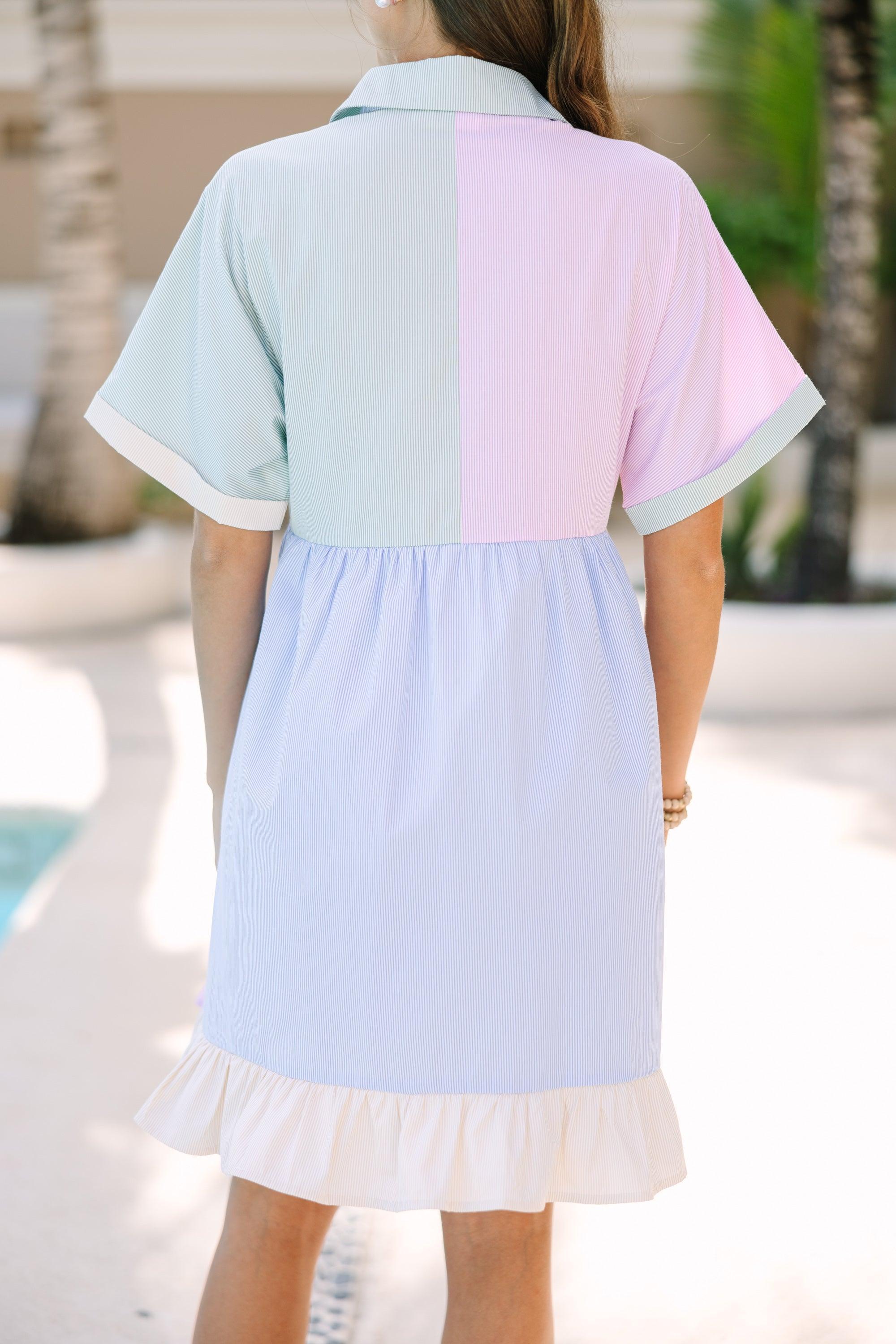 Off To The Country Club Blue Multi Colorblock Dress Female Product Image