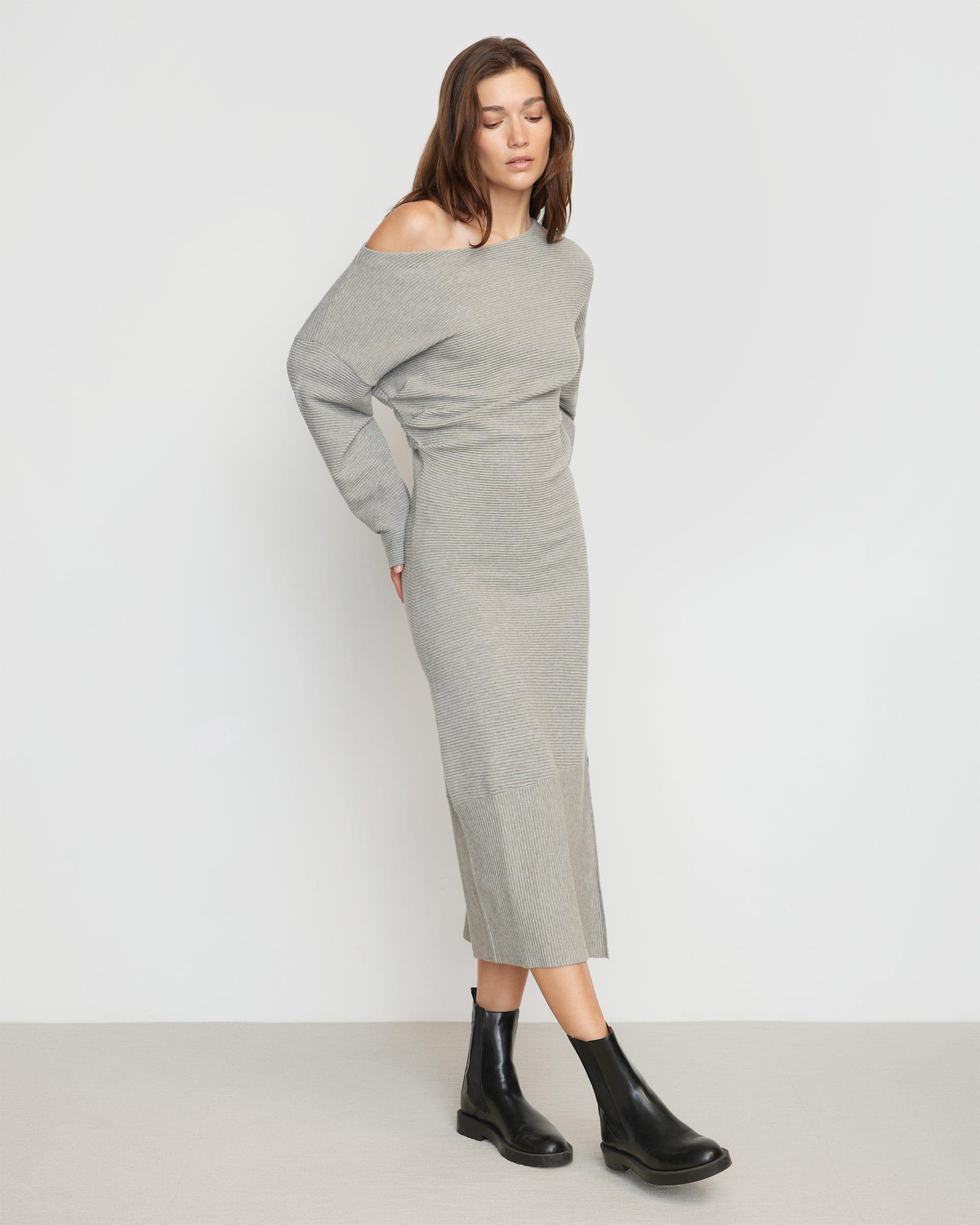 Zora Ribbed Off-Shoulder Dress Product Image