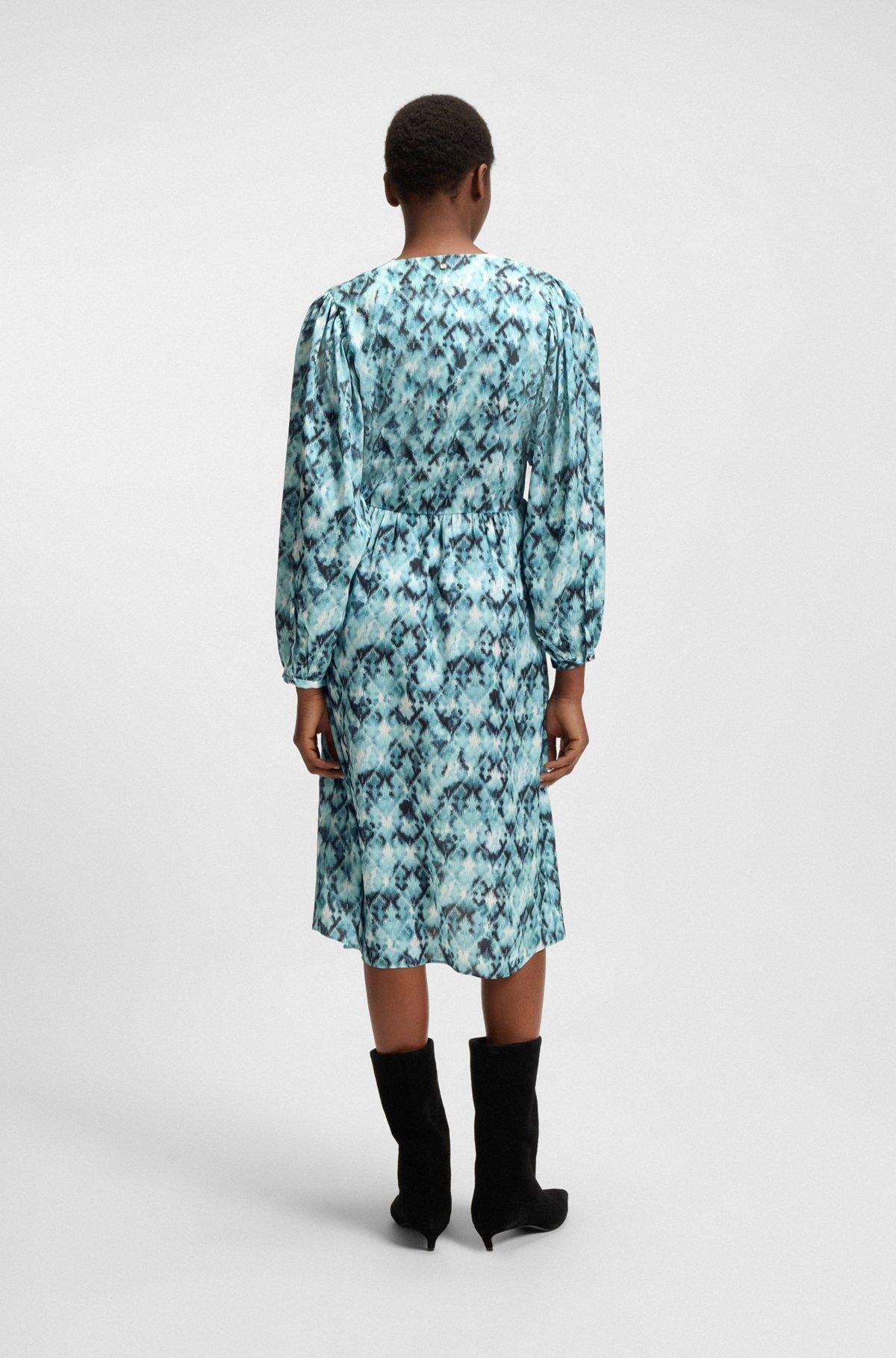 Printed dress in hammered satin Product Image