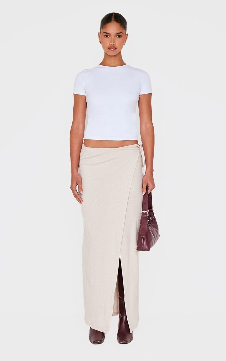 Stone Soft Rib Wrap Front Maxi Skirt Product Image