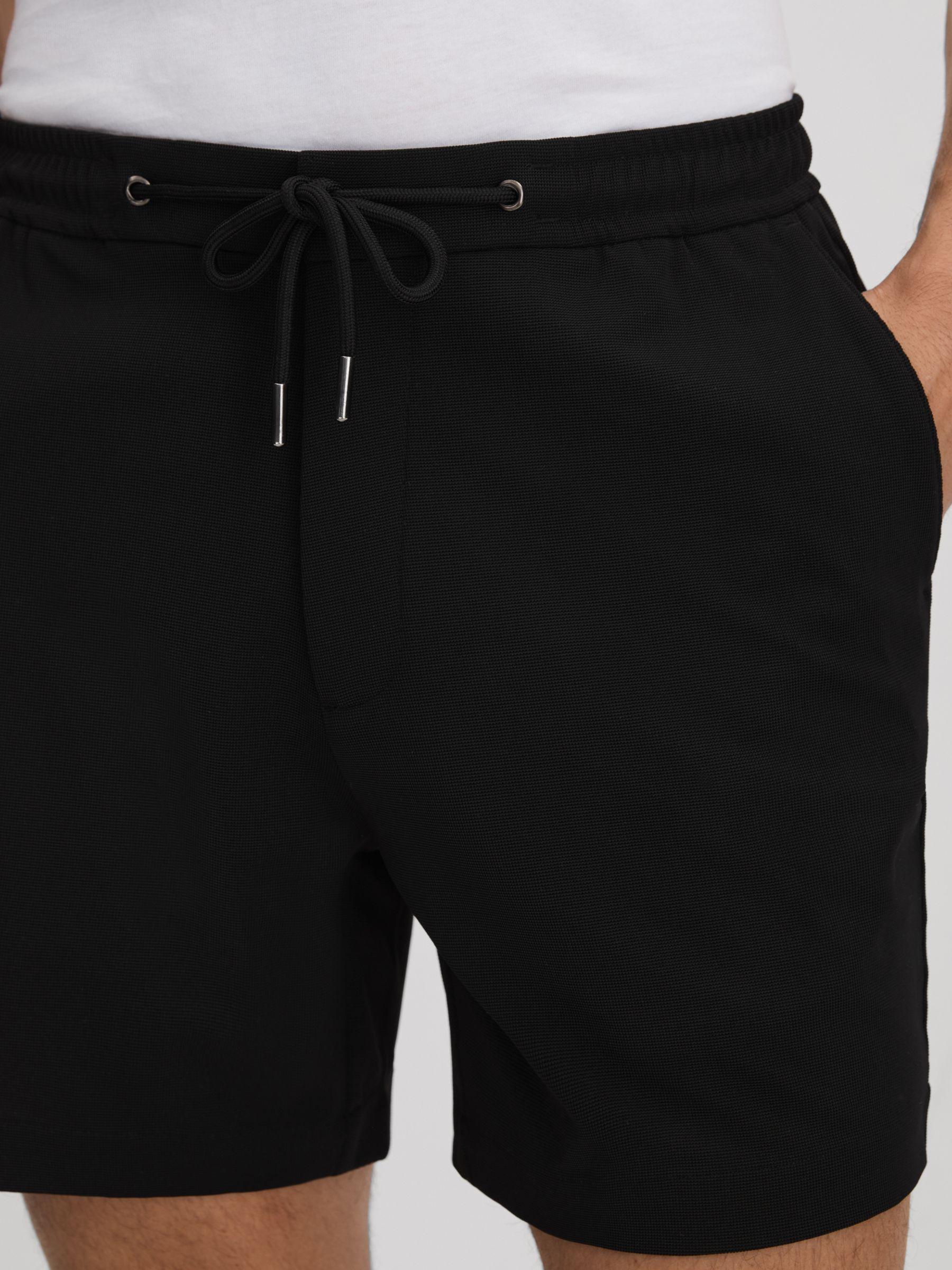 Textured Drawstring Shorts in Black Product Image