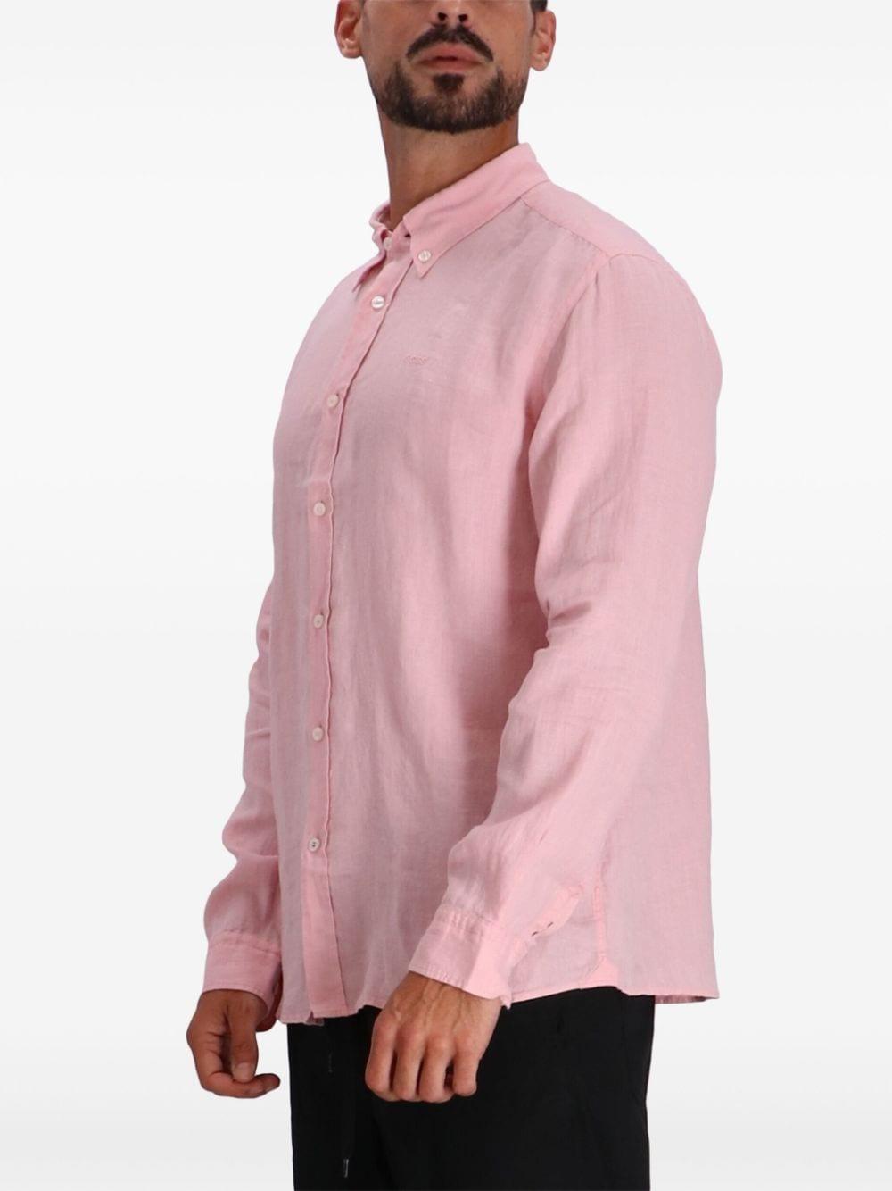 HUGO BOSS Logo-embroidered Shirt In Pink Product Image