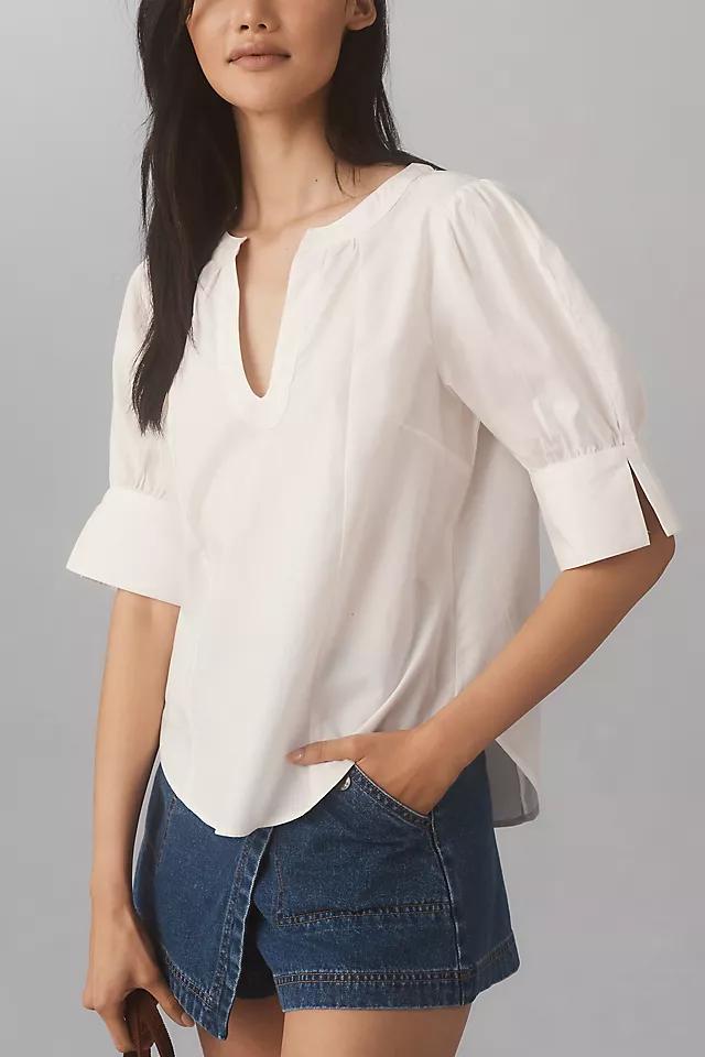 By Anthropologie Puff-Sleeve Sculpted Blouse Product Image