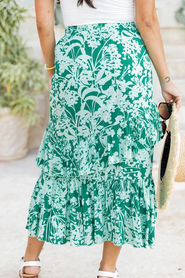 As It Was Green Floral Midi Skirt FINAL SALE Product Image