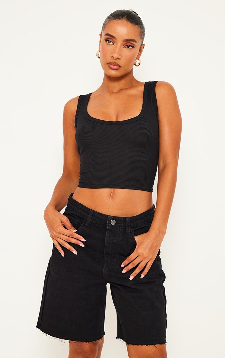 Washed Black Loose Fit Boyfriend Denim Short Product Image