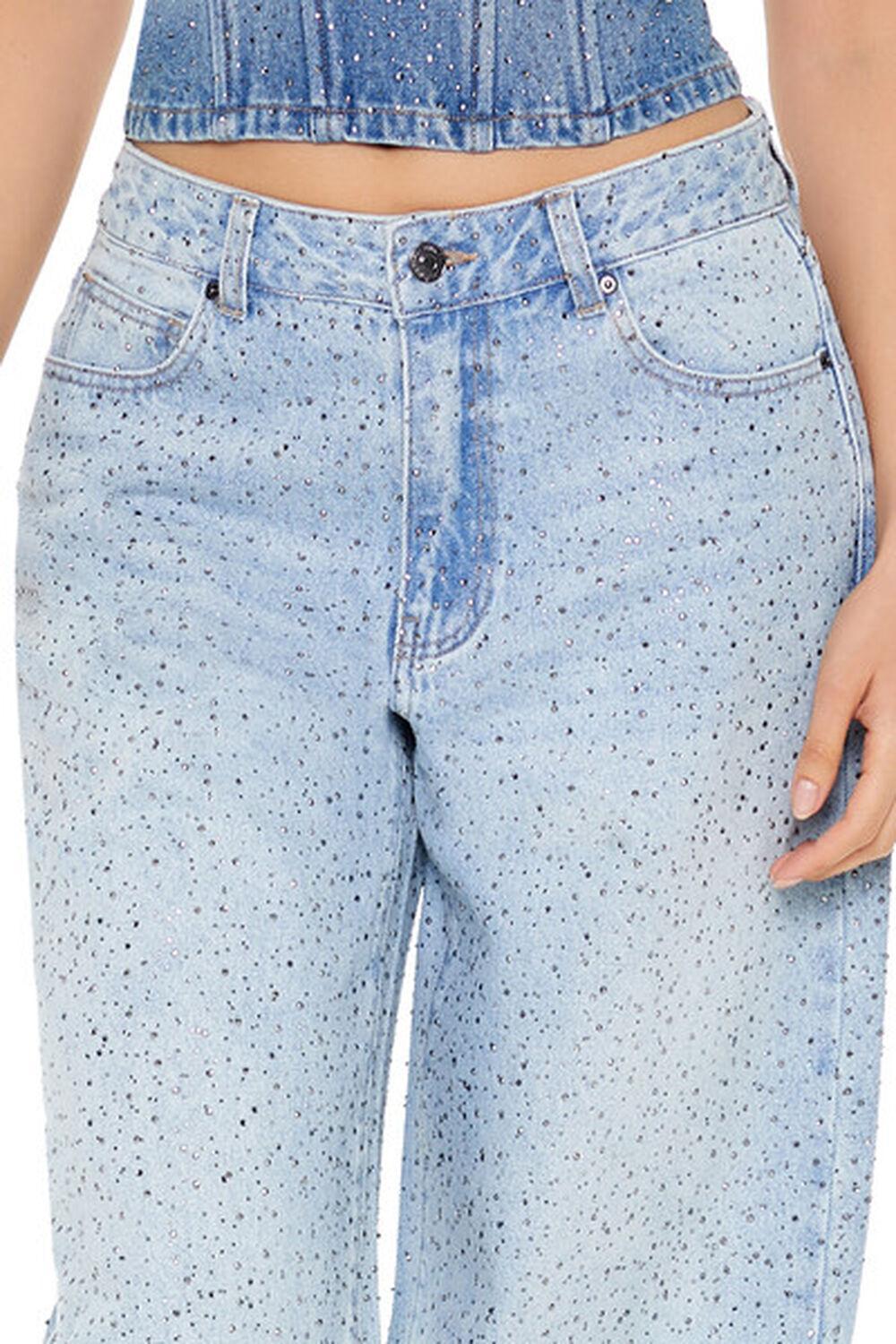 Rhinestone Wide-Leg Jeans | Forever 21 Product Image