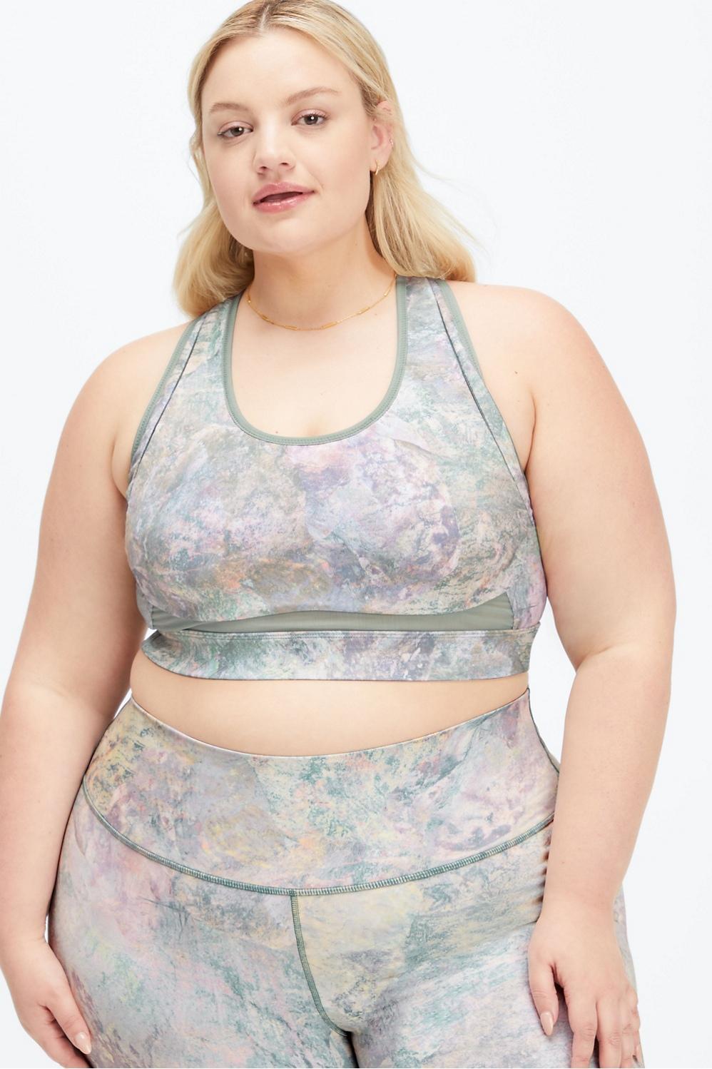 Fabletics Belle High Impact Sports Bra Womens Moonrock/Pink Canyon plus Size 4X Product Image