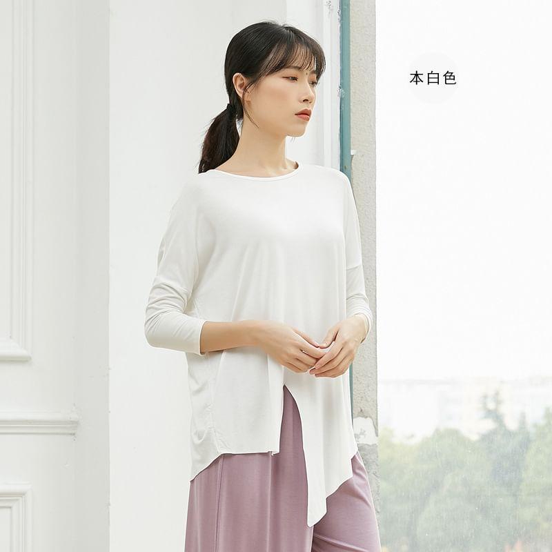 Long-Sleeve Plain Asymmetrical Dance T-Shirt Product Image