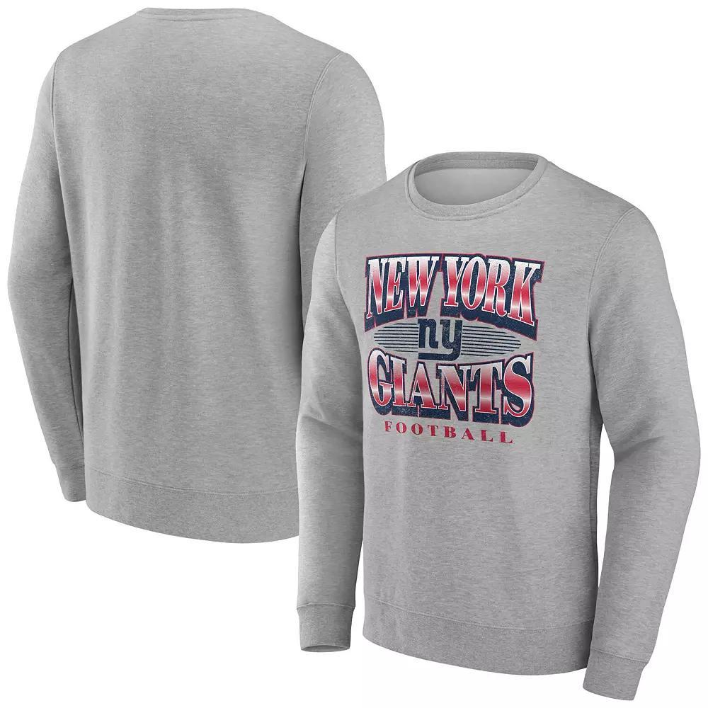Men's Fanatics Heather Gray New York Giants Chance Throwback Fleece Pullover Sweatshirt, Size: 4XL, Grey Product Image