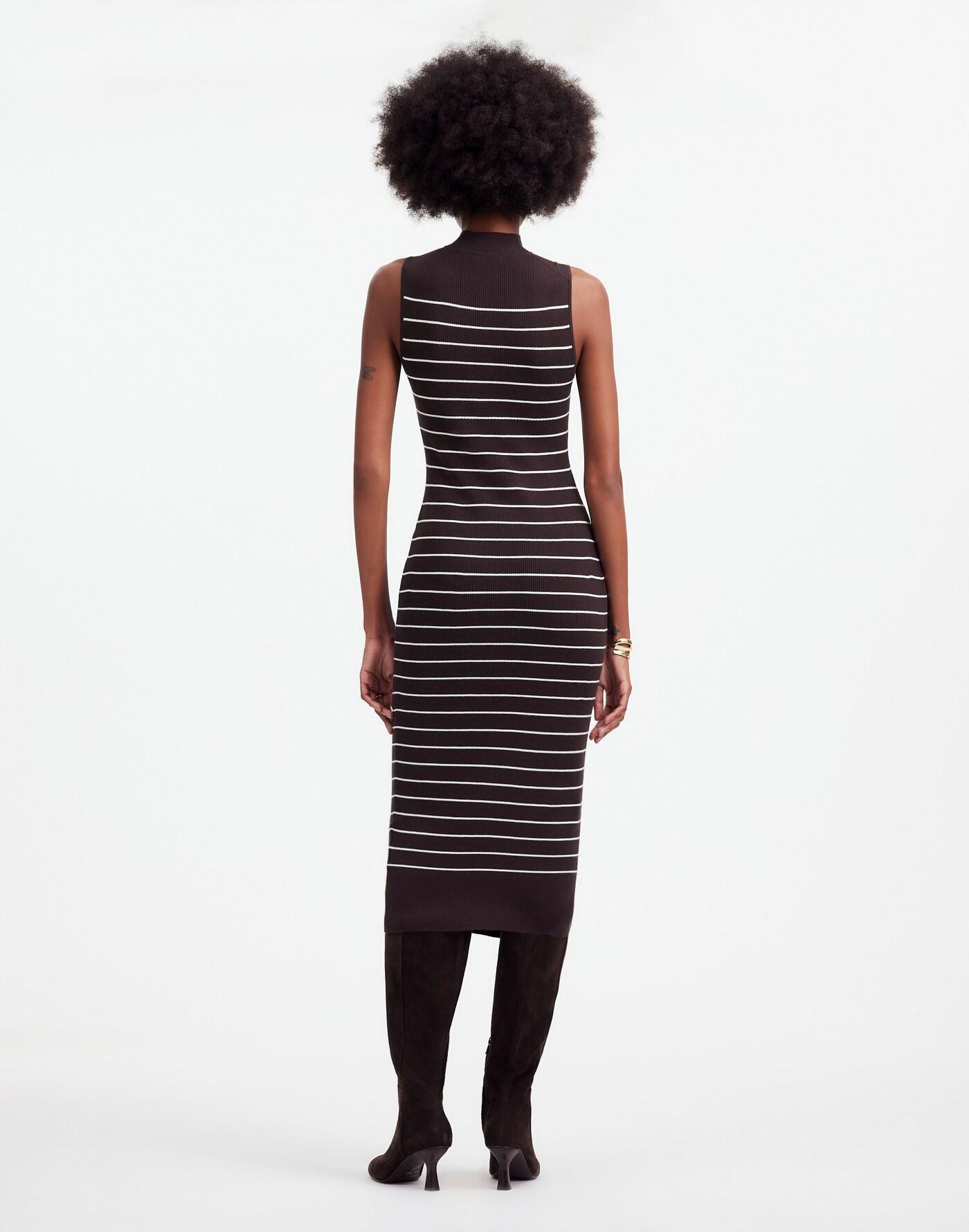 The Signature Knit Mockneck Sweater Dress in Stripe Product Image