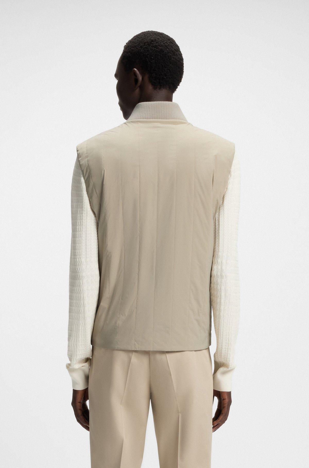 BOSS - Water-repellent gilet with tonal binding - Khaki Product Image