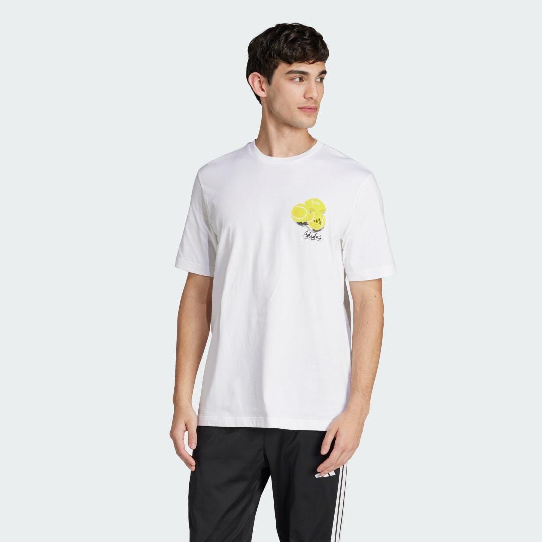 adidas Lounge Still Life Lemons Graphic Tee White 2XL Mens Product Image