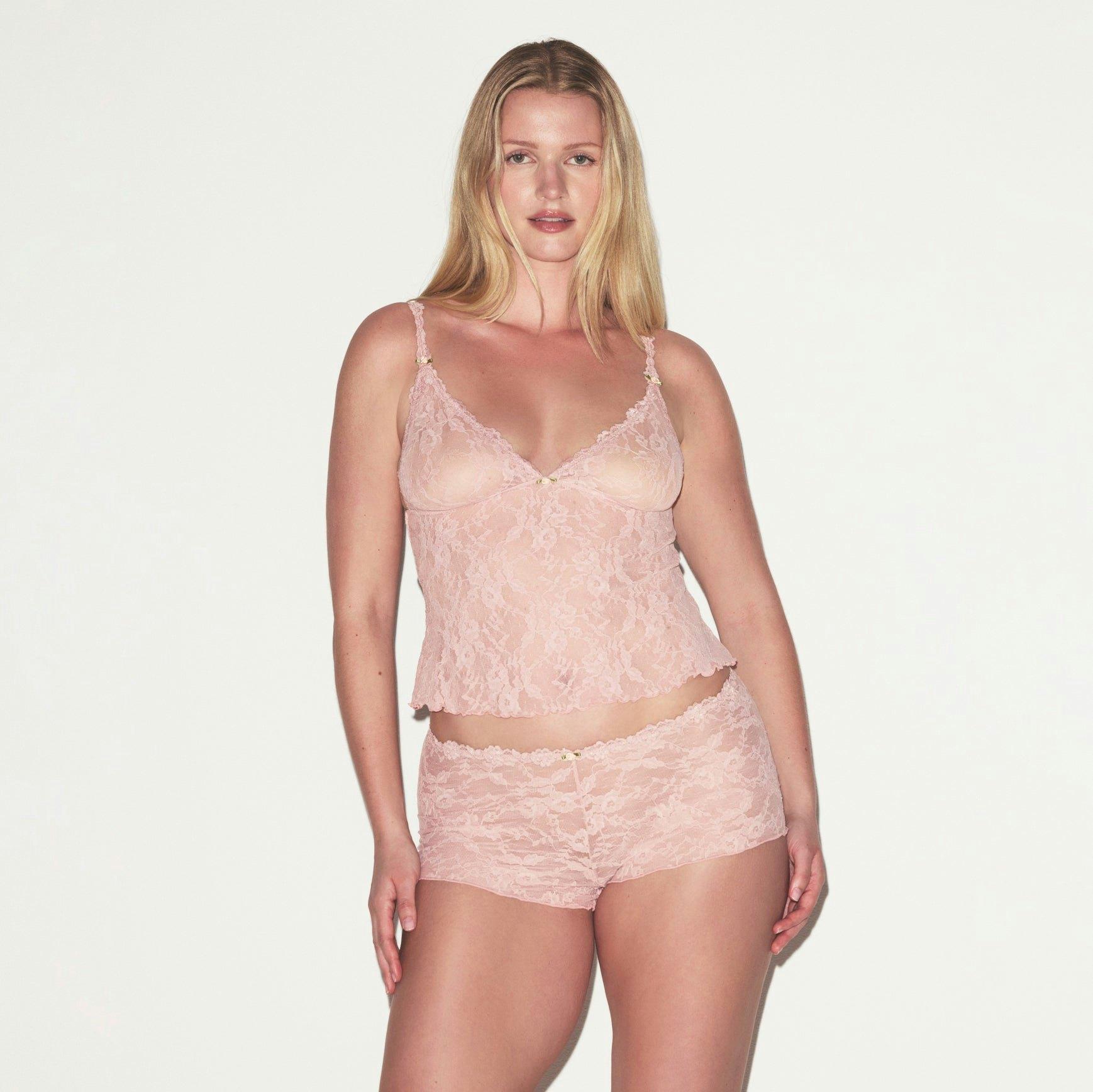 STRETCH LACE TRIANGLE CAMI AND SHORT SET | MORGANITE Product Image