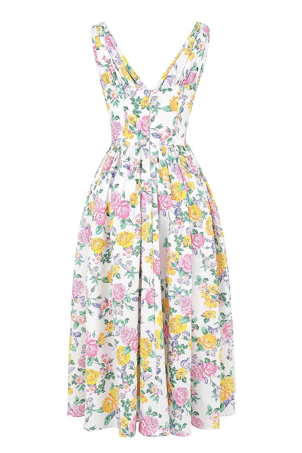Emmelina  white vintage rose print cotton corset sundress Product Image