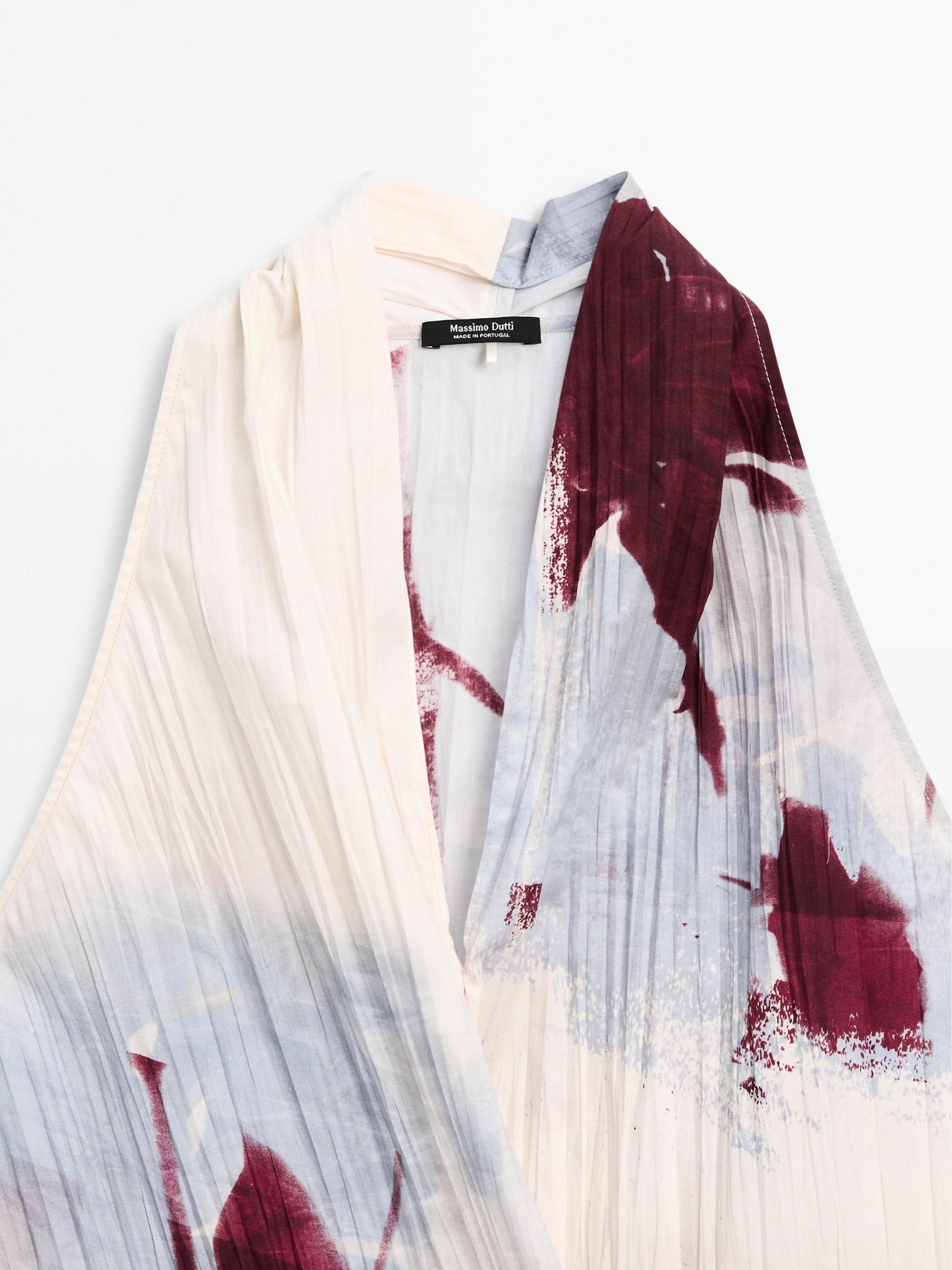 Printed surplice halter top Product Image