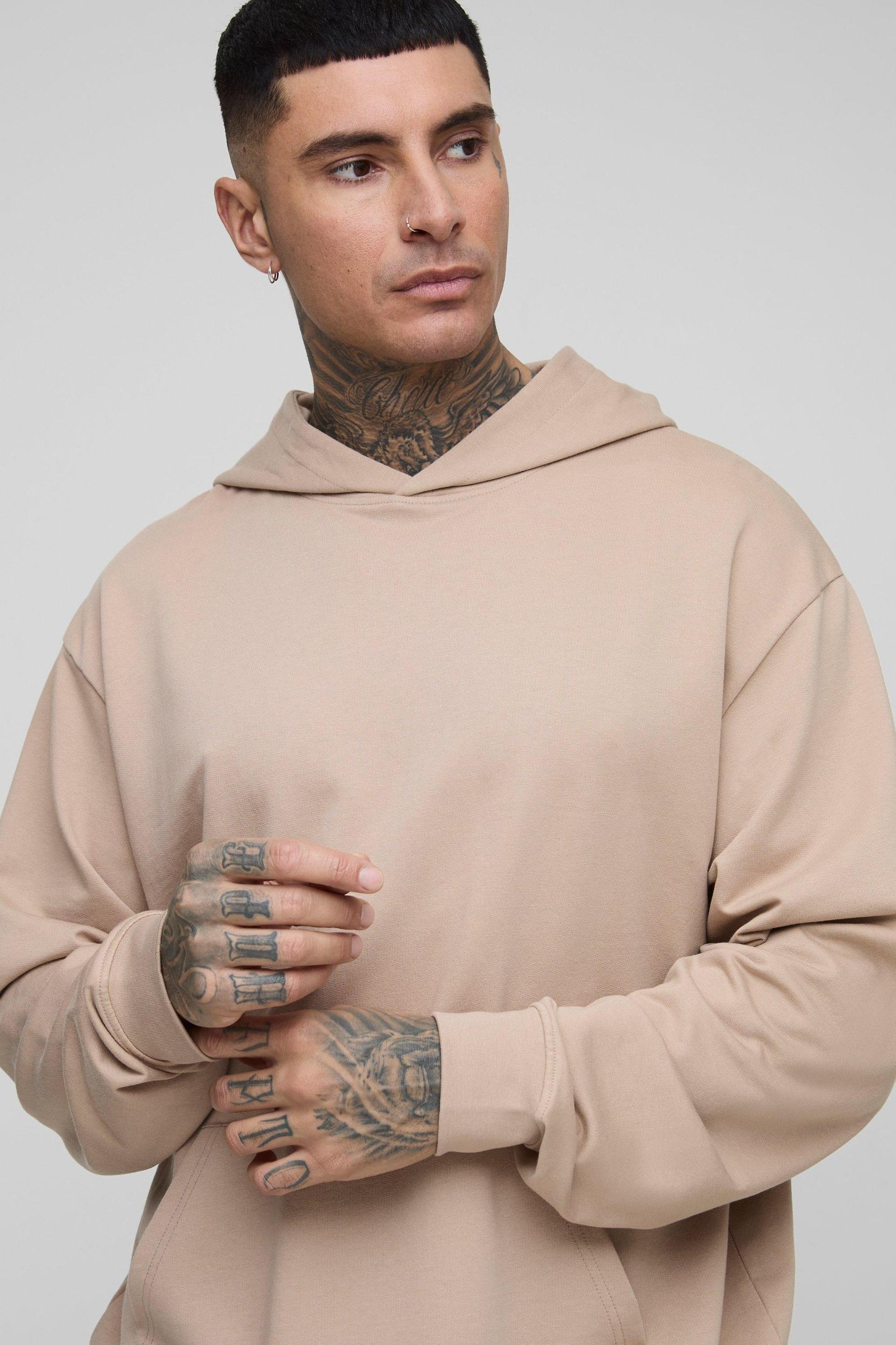 Tall 260GSM Loopback Oversized Fit Basic Hoodie | boohooMAN USA Product Image