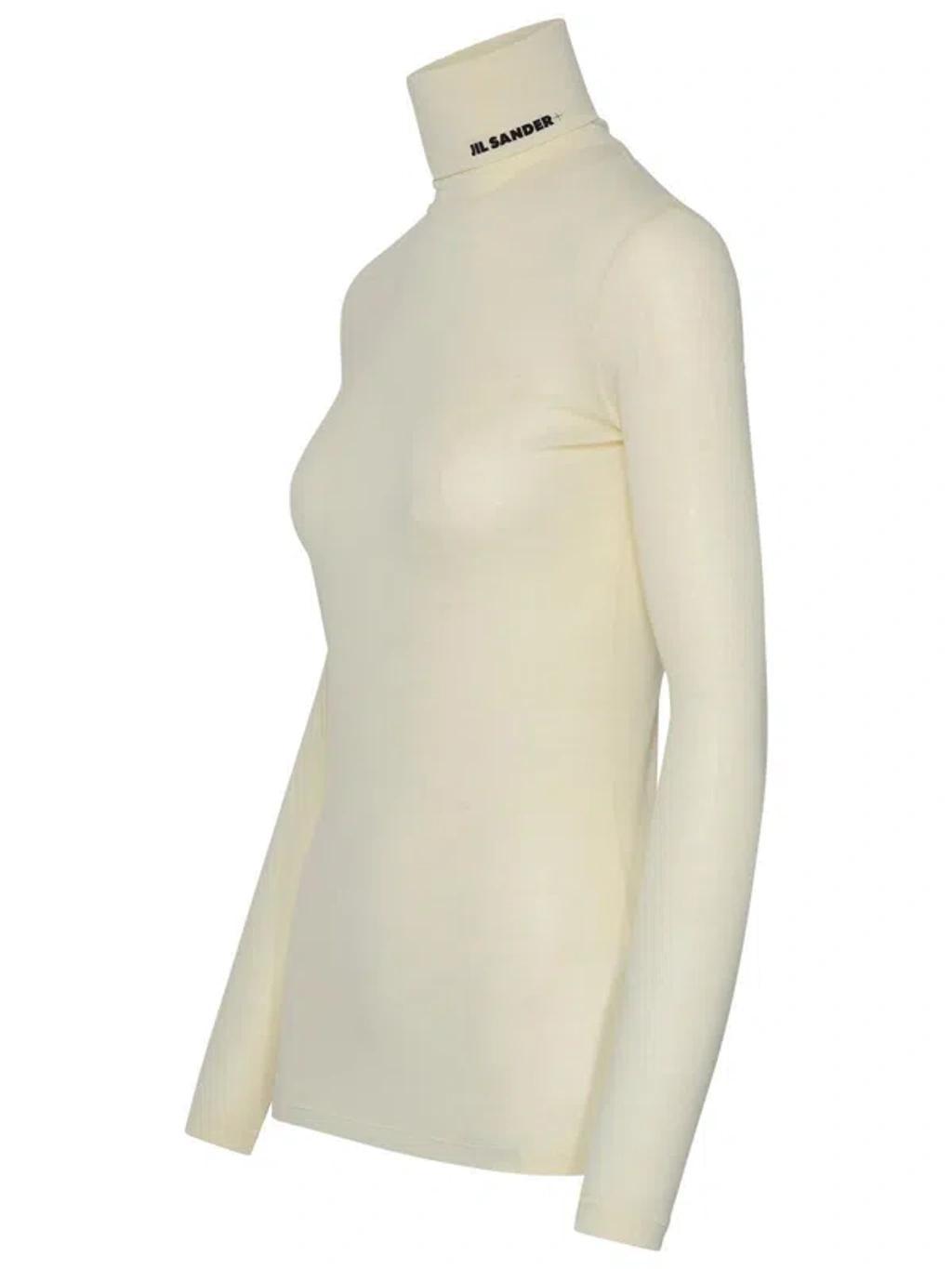 JIL SANDER White Wool Blend Sweater In Cream Product Image