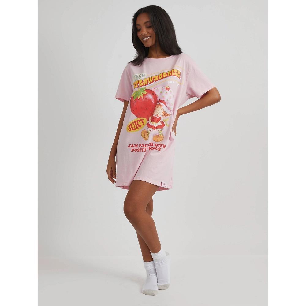 Womens Oversized Graphic T-Shirt Dress Strawberry Shortcake XS Product Image