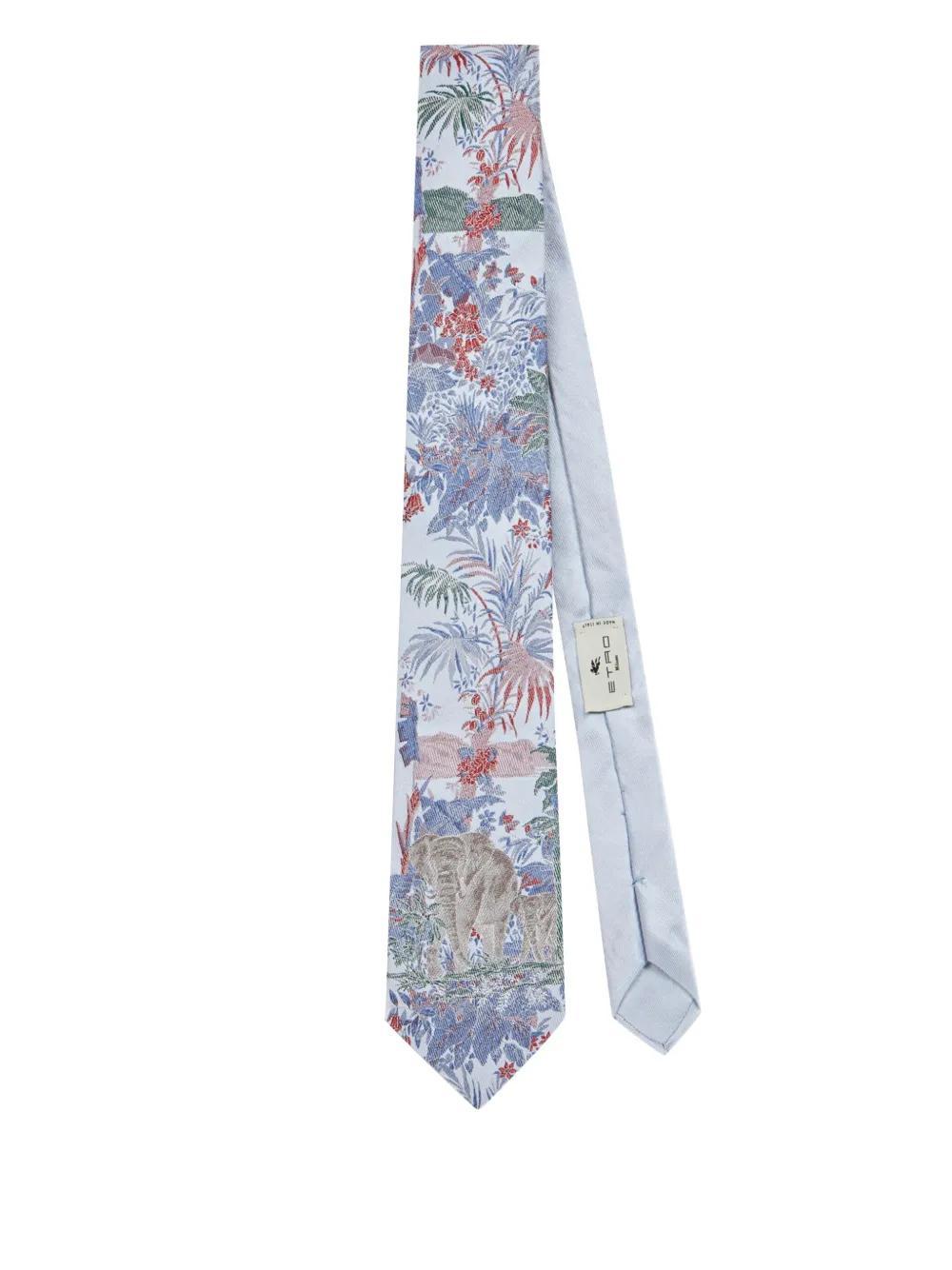 ETRO Patterned-jacquard Tie In Blue Product Image