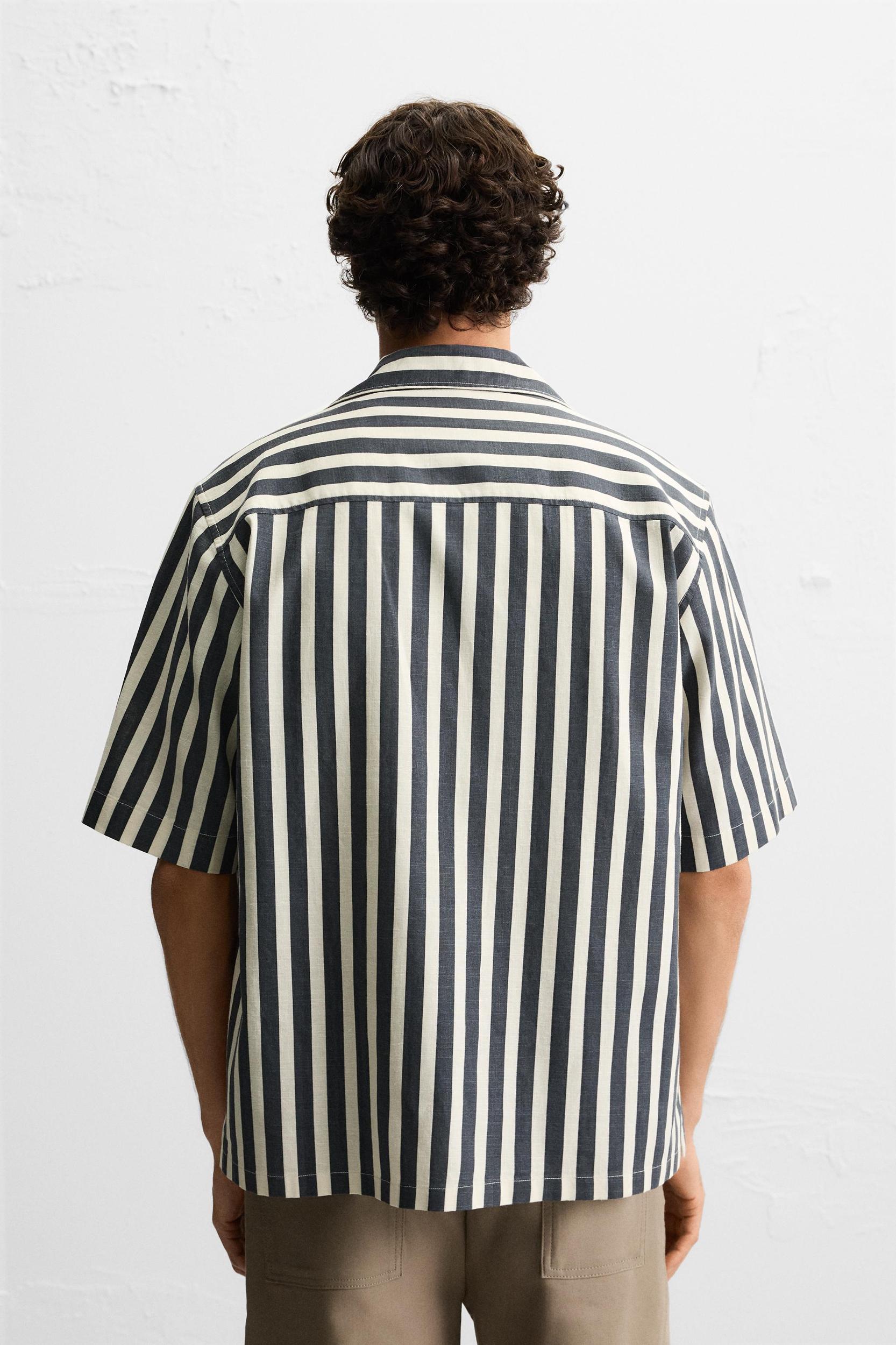TEXTURED WEAVE STRIPED SHIRT Product Image