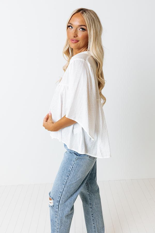 Ready To Scroll Babydoll Top In White Product Image