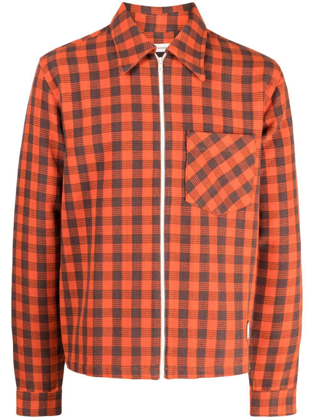 WALES BONNER Check-pattern Organic-cotton Jakcet In Red Product Image