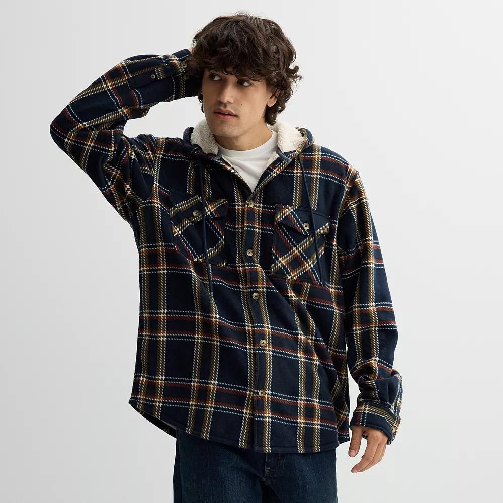 Mens Trinity Coast Sherpa-Lined Hooded Shacket, Men's, Size: Medium, Blue Product Image