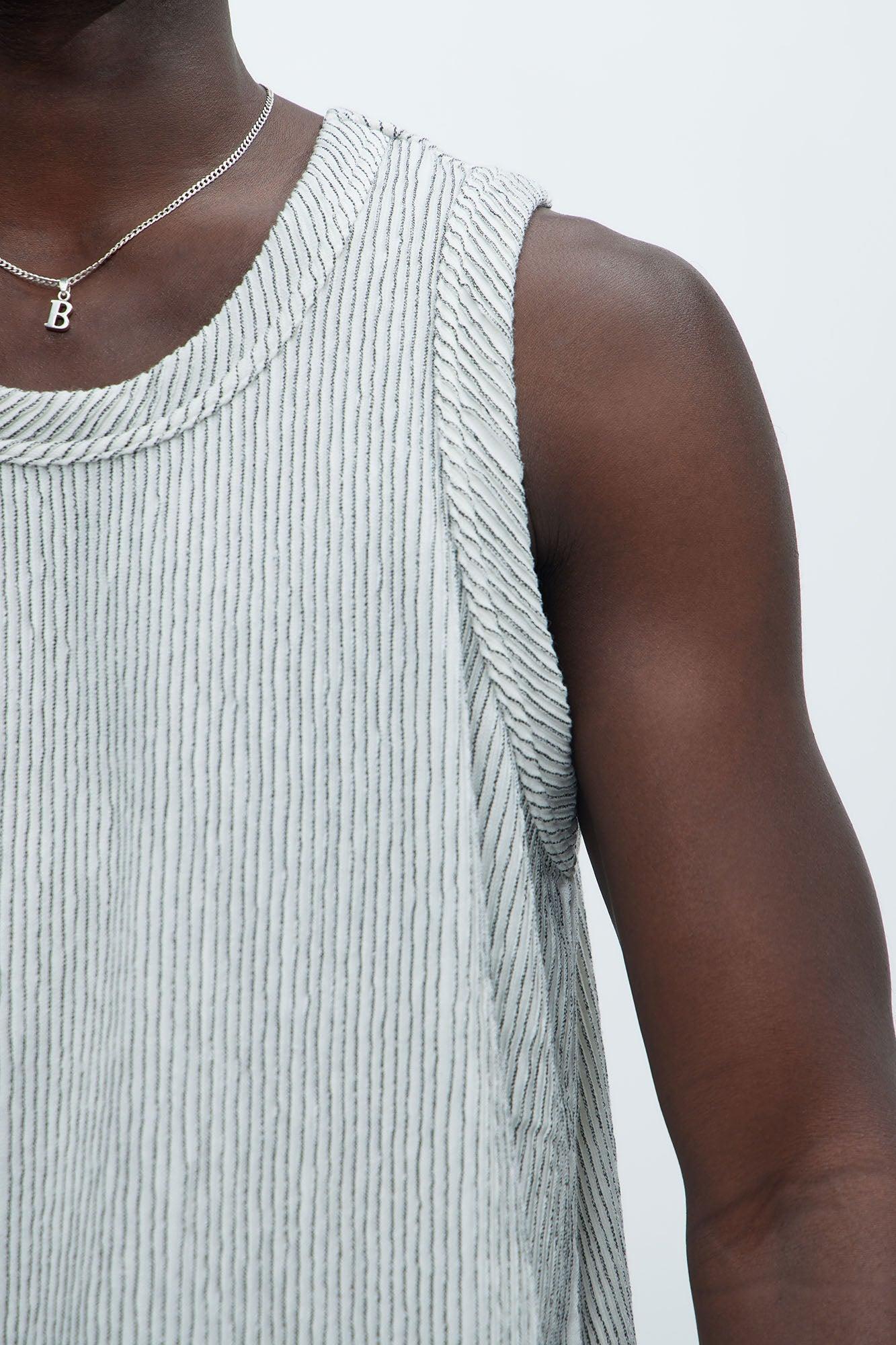 Neil Textured Tank - White/Black Product Image