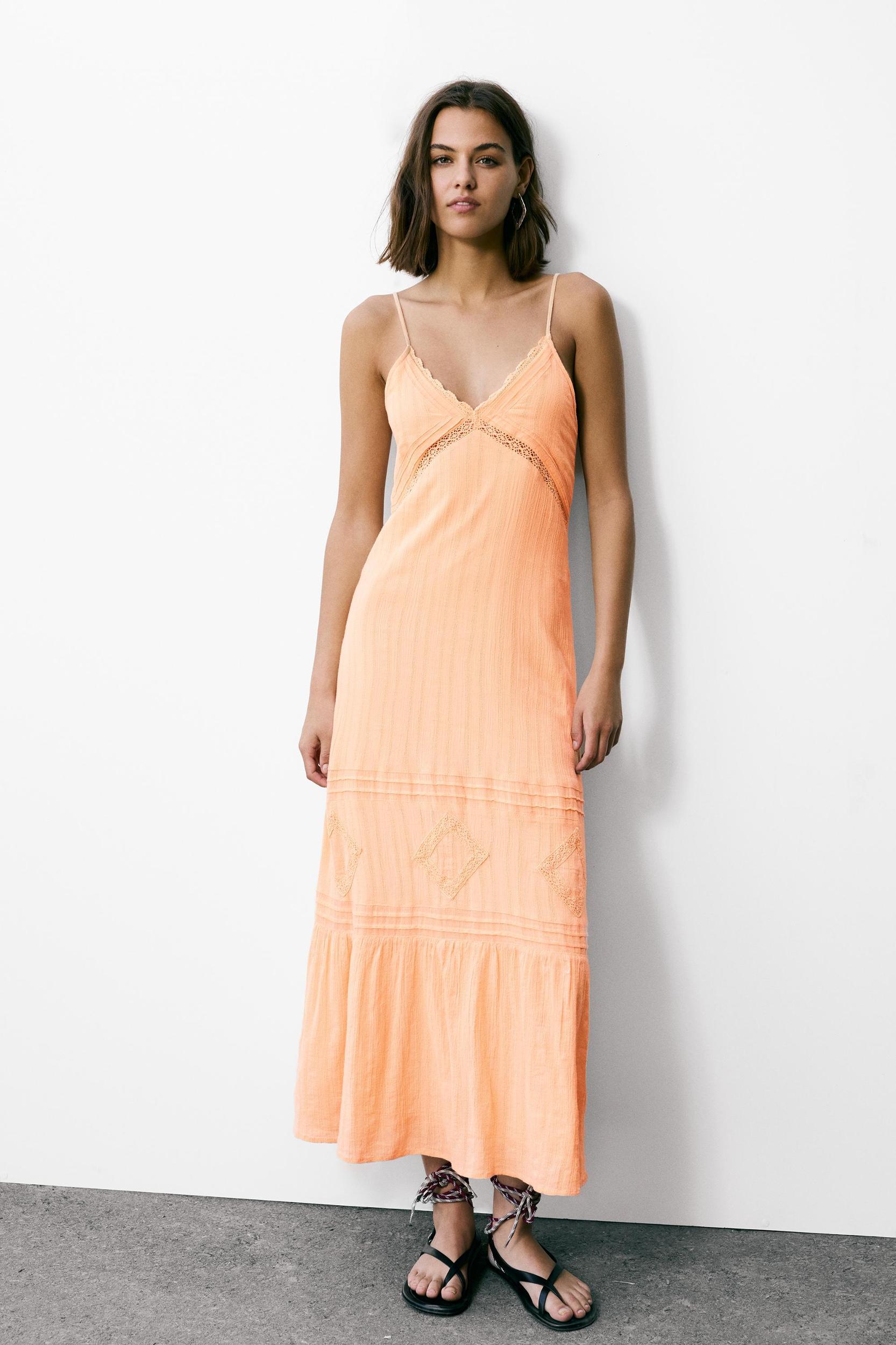 Long lace trim strappy dress Product Image