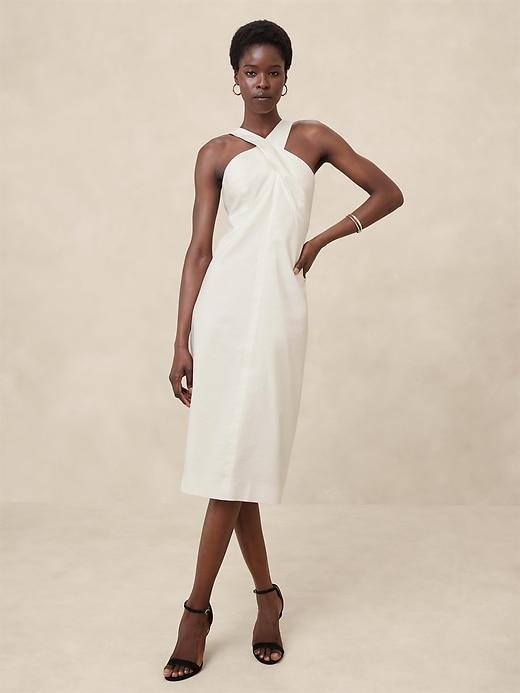 Linen-Blend Midi Dress Product Image