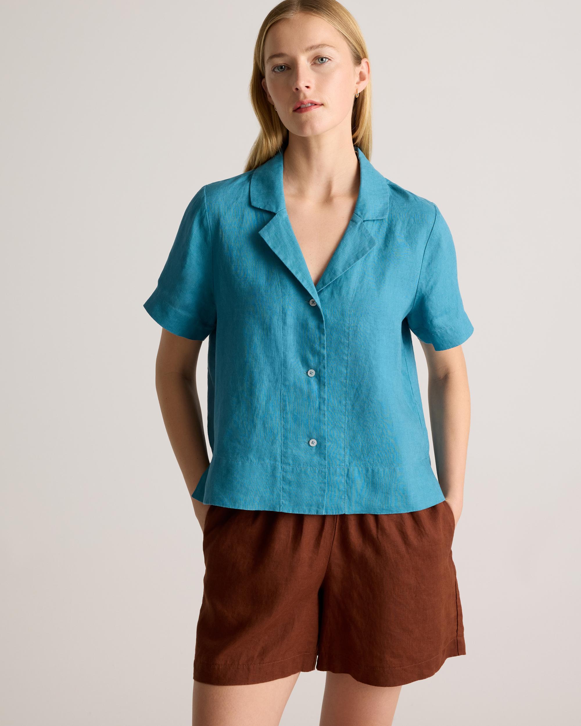 Quince | Women's 100% European Linen Short Sleeve Shirt Size XL Product Image