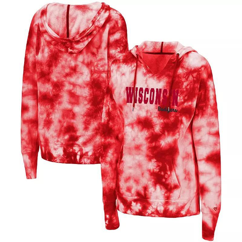 Womens Colosseum Wisconsin Badgers Shavonee Tie-Dye Pullover Hoodie Product Image