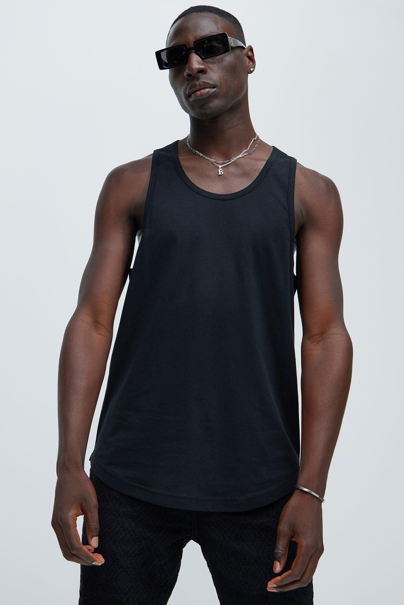 Essential Scallop Tank Top - Black Product Image