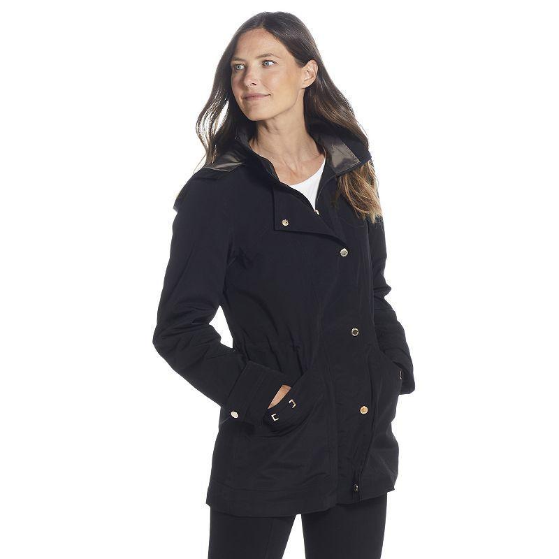 Women's Gallery Hooded Lined Rain Jacket, Size: Medium, Black Product Image