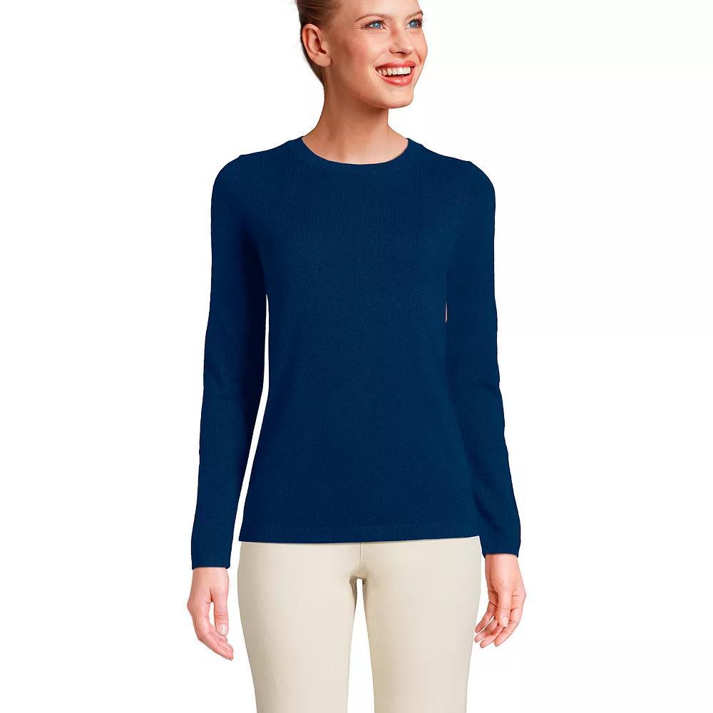 Women's Lands' End Crewneck Cashmere Sweater, Size: Medium, Deep  Blue Product Image