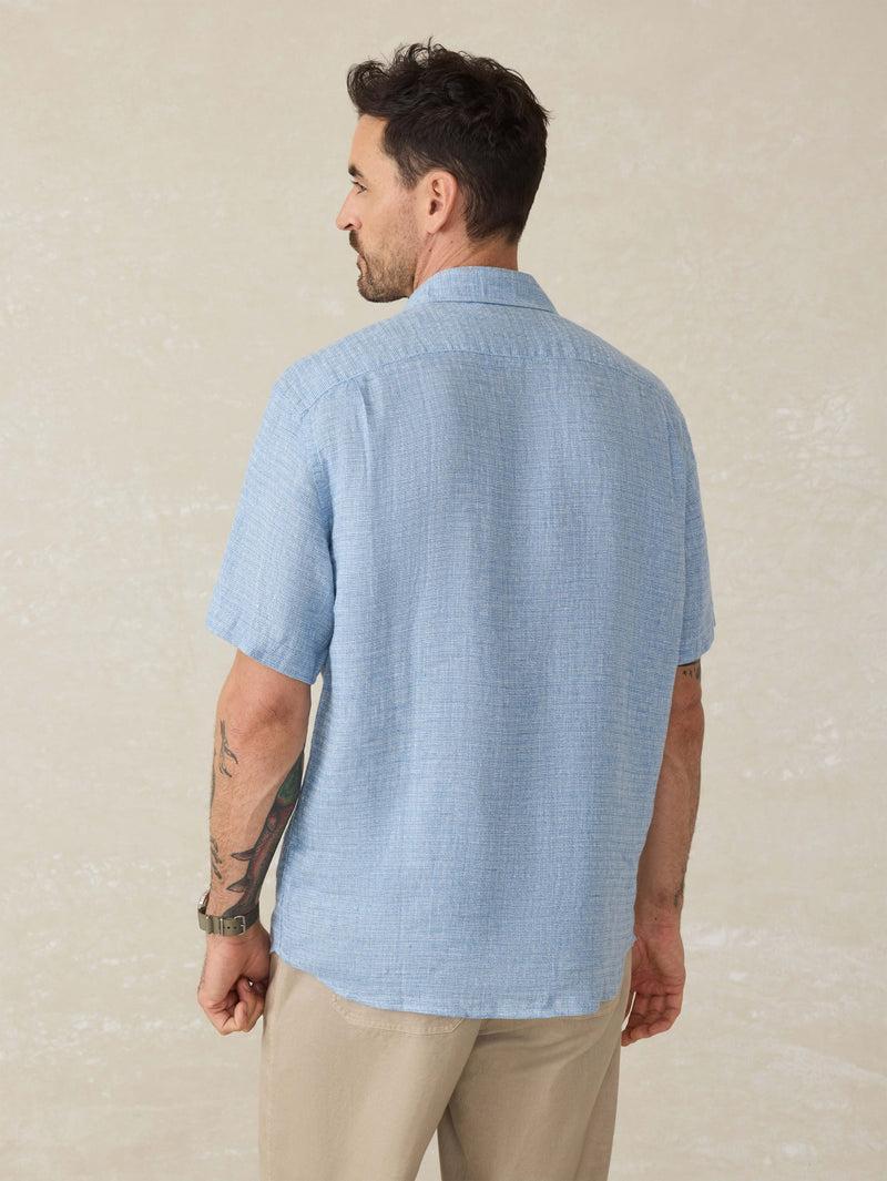 Short-Sleeve Palma Linen Shirt - Blue Basketweave Product Image