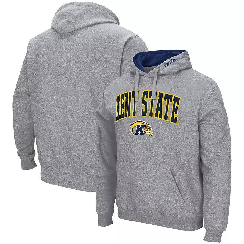 Men's Colosseum Heathered Gray Kent State Golden Flashes Arch and Logo Pullover Hoodie,  Product Image