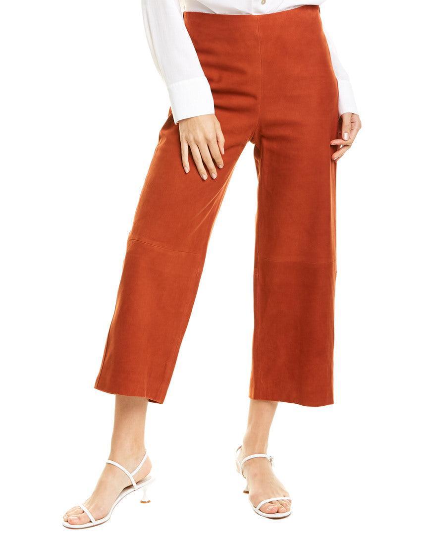 VINCE Women's Wide Leg Cropped Suede Pants In Brown Product Image