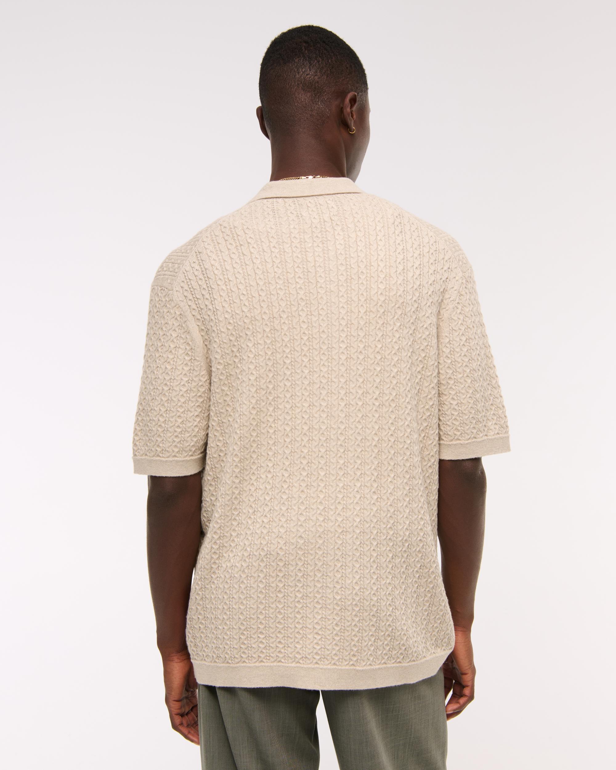 Cable Button-Through Sweater Polo Product Image