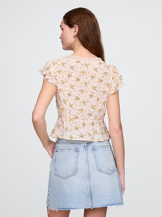 Lace-Trim Floral Top Product Image